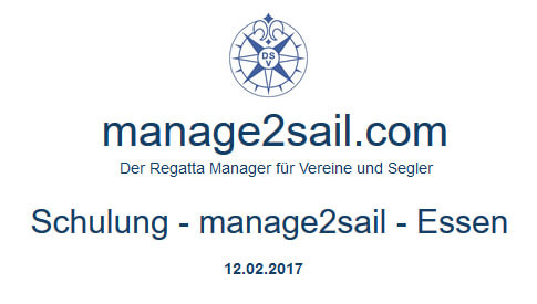 manage2sail Schulung am 12.02.2017 in Essen.