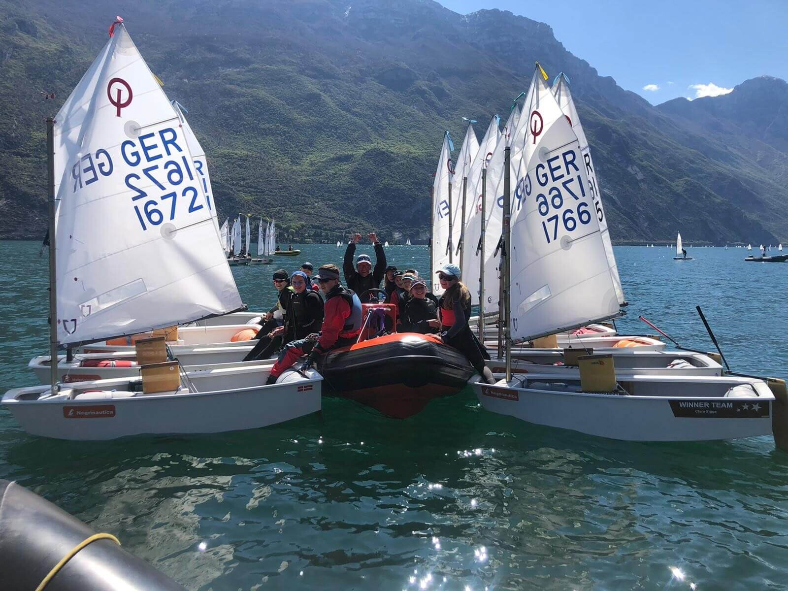 SVNRW Team West Training am Gardasee. Pause der Opti-Kadergruppe Jaroslaw Blaschkiewitz.