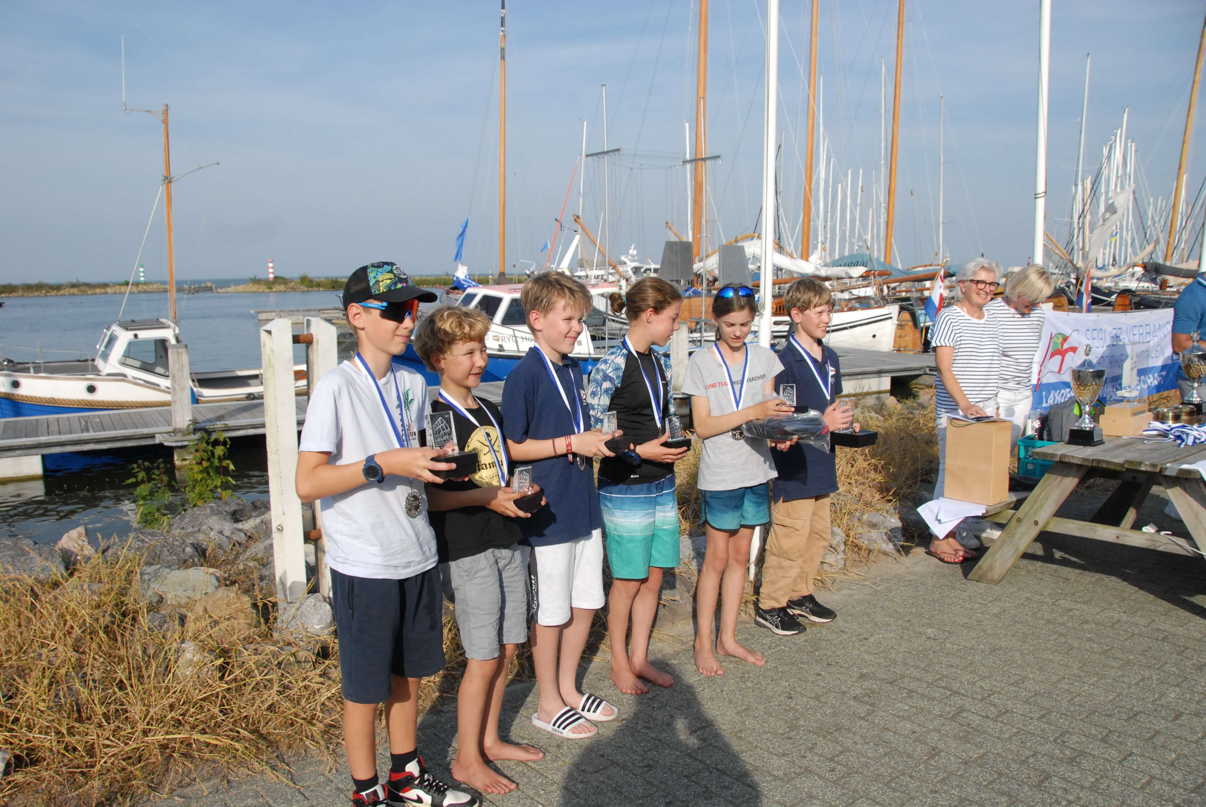 DYC Pinta Cup: Sieger Opti-B: Jan Bickert vom YCL auf Platz 1, Henrik van Betteray vom DYC auf Platz 2, Helene Kühn vom WSCG auf Platz 3.